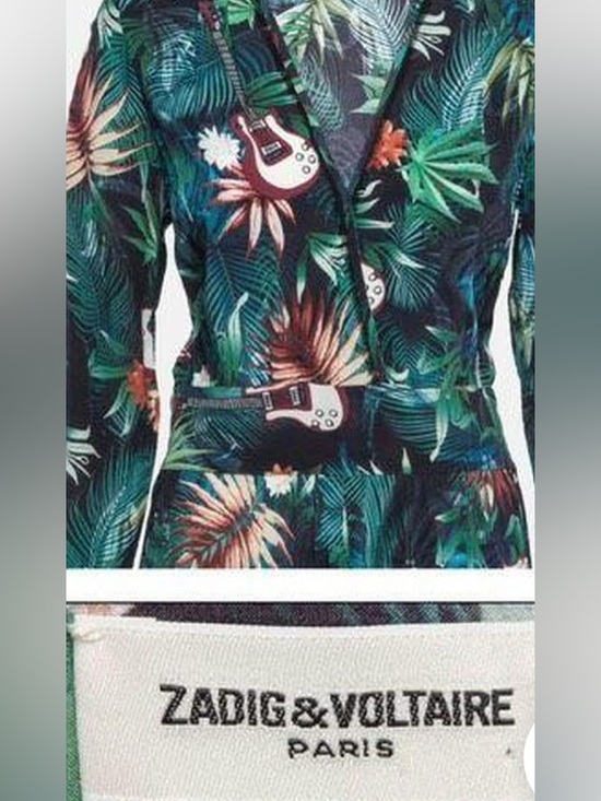 Zadig & Voltaire Dresses & Skirts - Zadig & Voltaire Tropical Leaf & Guitar Print MIDI Dress in Green and Brown